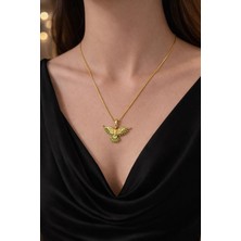 Melisa Takı & Aksesuar 316L Çelik Gold Renk Anka Kuşu Zirkon Taşlı Kolye