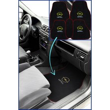 Tusba Market Opel Uyumlu 5 Parça Nakışlı Siyah Araç Oto Halı Paspas | Kırmızı Kenarlı Siyah Araba Paspas