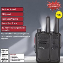 Acstore Aselsan PM-580 Pmr Şarj Dahil Ikili El Telsizi (10 Km)(16 Kanal + 121 Alt Kanal)