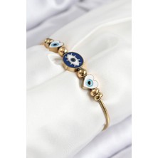 Pazarcan Çelik Göz Charm Model Gold Renk Kadın Bileklik