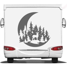 Sticker Usta Ay Geyik Orman Manzarası Karavan Camp 4x4 Offroad Araba Oto Karavan Sticker 00131