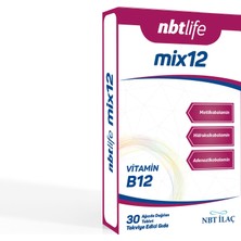 Nbt Life MIX12 - 3 Aktif B12 Formu (Adenozil, Metil, Hidroksi) - 30 Tablet - Dezenfektan Hediyeli (%72 Alkol)