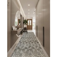 Bademli Halı Yağmurser Lüx 3064 Gri Kaymaz Taban Halı Yolluk | Yumuşak Dokulu Koridor Halısı