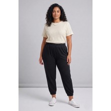 Curvy Trend Büyük Beden Beli ve Paçası Lastikli Viskon Pantolon