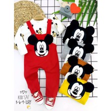 Diji Baby 3-6-9-12 Ay Mickey Figürlü Uzun Kollu Baskılı Sweatli 2li Kız Erkek Bebek Salopet Takımı