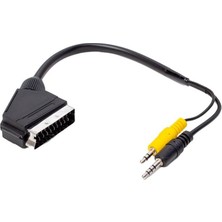 Acstore Uydu Alıcısı Kablo 3.5 mm Stereo Erkek-Scart Kablo 35 cm Uzun-Kısa Bir Arada