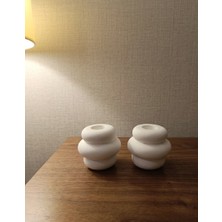 Drn Beyaz Renkli 2' Li Bubble Şekilli Şamdanlık