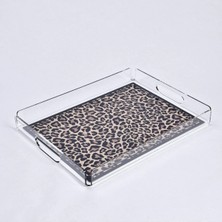 Qua Home Leora Pleksi Leopar Siyah Tepsi 36X26 cm