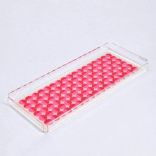 Qua Home Vals Pleksi Renkli Pembe Tepsi 40X17 cm