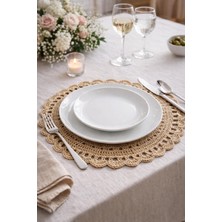 Livadesign7 4'lü El Örgüsü Hasır Supla Tabak Altlığı - Kağıt Ip - Amerikan Servis