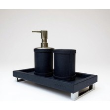 Qua Home Slvie Deri Sabunluk Seti Lacivert