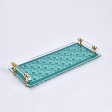 Qua Home Evolia Pleksi Pirinç Detaylı Yeşil Tepsi 40X17 cm