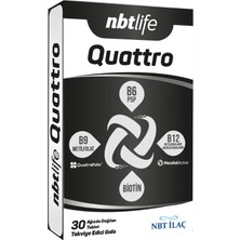 Nbt Life Quattro - B12, Metilfolat, Biotin ve Vitamin B6 (P5P) - 30 Tablet - Dezenfektan Hediyeli (%72 Alkol)