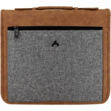 Önder Londra Exclusi̇ve Koyu Gri Çok Amaçlı Çanta Suya Dayanıklı Keten Ve Deri Aksesuar İle Şık Görünüm