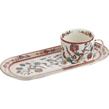 LuckyArt Serenity Bone Tek Kisilik Tepsili Cay Fincan Seti