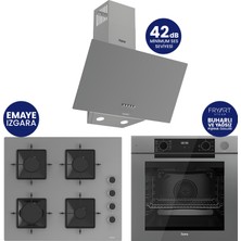 Ferre Steamart-Fryart-Silentart Serisi Gri Set ( QEP64CPR+SS208+D088-SA ) Emaye Izgara