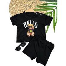 Diji Baby 9-12-18-24 Ay Dansçı Ayıcık Baskılı Şortlu Kısa Kollu Tişört 2li Erkek Bebek Takımı