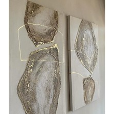 Arties Concept 2li Bej Kahve Tonlarında Dokulu Tablo