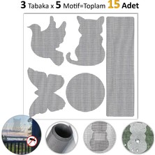 Fixall Adhesive Products Yapışkanlı Fiber Sineklik Teli Farklı Şekillerde Kesimli 15 Adet Pencere Kapı Tamir Yamaları Şeffaf