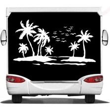 Sticker Usta Palmiye Deniz Kumsal 4x4 Manzara Araba Oto Karavan Sticker 00132