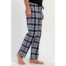 Vienetta Erkek Lacivert Kareli Rahat Kalıp %100 Pamuk Tek Alt Pijama Altı C7T7N1305