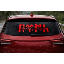 Nc World 40X12 cm Araç Ön Arka Cam Imza Sticker – Kişiye Özel Tek Renk Kesim Folyo - Kişisel Kırmızı Etiket
