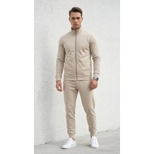 Plus Scorpion Erkek Eşofman Takımı Slim Fit Dokulu Kumaş Fermuarlı Üst Lastikli Paça Modern Spor Takım