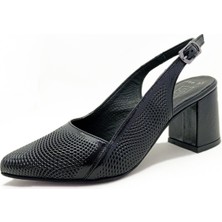 Gdt Ayakkabı Hakiki Deri Rugan Siyah Renk Kalın Topuk 35-36-37-38-39-40-41 Numara Kadın Topuklu Ayakkabı