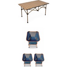 Kılıçaslan Camp Madfox Surface Katlanır Kamp Masası +3 Adet Foldmesh Katlanır Sandalye Navy Spark