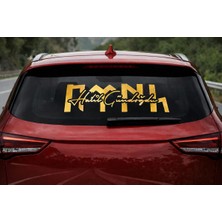 Nc World 40X12 cm Araç Ön Arka Cam Imza Sticker – Kişiye Özel Tek Renk Kesim Folyo - Kişisel Gold Etiket