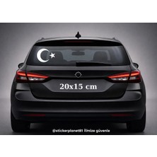 Nc World Türk Bayrağı Sticker Ay Yıldız Araba Oto Sticker 20 cm x 15 cm | Beyaz, Kırmızı, Gold Altın
