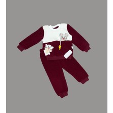 Diji Baby 1-2-3 Yaş Sallanan Balık Nakışlı Kuzu Kumaş Sweat Pantolon Uzun Kollu Kız Erkek 2 Li Takımı