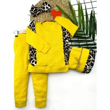 Diji Baby 1-2-3 Yaş Payetli Pelüş Tavşan Desenli Likra Penye Kumaş Sweat Pantolonlu Kız 2li Çocuk Takımı