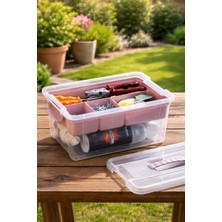 Porsima 1311-4 5 Bölmeli Kahvaltılık Çok Amaçlı Organizer Kapaklı Saklama Kabı Kapaklı Kahvaltılık Seti Pudra 9lt