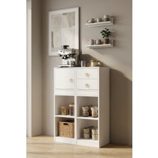 For Woman Ahşap Çok Amaçlı Dolap 1 Kapak 2 Çekmeceli Modern Düzen Gold Kulp Detay