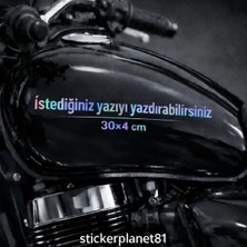 Nc World Hologram Renk | Kişiye Özel Yazı Sticker 30X4 cm | Motor Deposu Oto Cam Sticker Folyo