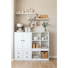 For Woman Ahşap Mutfak Konsol Dolabı Kahve Köşesi 2 Kapak 4 Çekmeceli Modern Düzen Çok Amaçlı Dolap