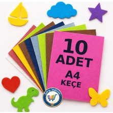 Nistabolje 10 Adet A4 Keçe Karışık Renk 20x30 cm Sanatsal ve Hobi Kullanımı İçin