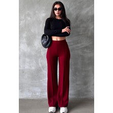 Moda Rüyası Oysho Bordo Yüksek Bel Ispanyol Paça Çimalı Kadın Pantolon