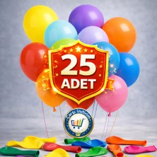 Nistabolje 25'li Renkli Balon Karışık Renk Parti Doğum Günü Kutlama Günleri İçin Şık Süs Malzemesi