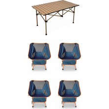 Kılıçaslan Camp Madfox Surface Katlanır Kamp Masası +4 Adet Foldmesh Katlanır Sandalye Navy Spark