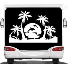 Sticker Usta Palmiye Deniz Kumsal Yunus 4x4 Offroad Karavan Araba Oto Sticker 00133
