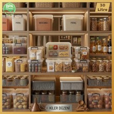 Mienca 30 Lt Şeffaf Saklama Kutusu Kapaklı Kilitli Orta Boy Plastik Organizer Kiler Dolap Düzenleyici Gıda Temasına Uygun