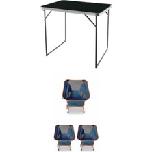 Kılıçaslan Camp Madfox Zenith Katlanır Kamp Masası Siyah +3 Adet Foldmesh Katlanır Sandalye Navy Spark