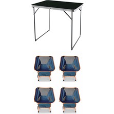 Kılıçaslan Camp Madfox Zenith Katlanır Kamp Masası Siyah +4 Adet Foldmesh Katlanır Sandalye Navy Spark