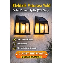 Ecuy 2’li Solar Duvar Aplik Güneş Enerjili IP44 Su Geçirmez Sensörlü Bahçe Balkon Lambası Kolay Kurulum