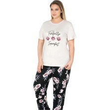 Büyük Beden Pamuklu Battal Kısa Kol Pijama Takımı Alperi B78-104