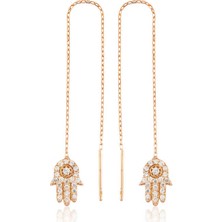 Marsilyan 925 Ayar Gümüş Zincirli Fatma Ana Eli Küpe EA1160050 (72)