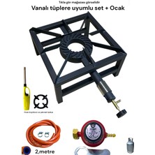 Orgaz Uzun Vanalı Tüplere Uyumlu Sanayi Tipi Canavar Volkan Yer Ocağı Profil Demir Ocak Başlık Hortum Set