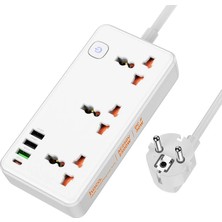 Marsilyan Hoco AC8A 2500W 3 Priz + 3 USB + 30W Type-C Multifonksiyonel Priz Çoğaltıcı Şarj ALETI-(5775)